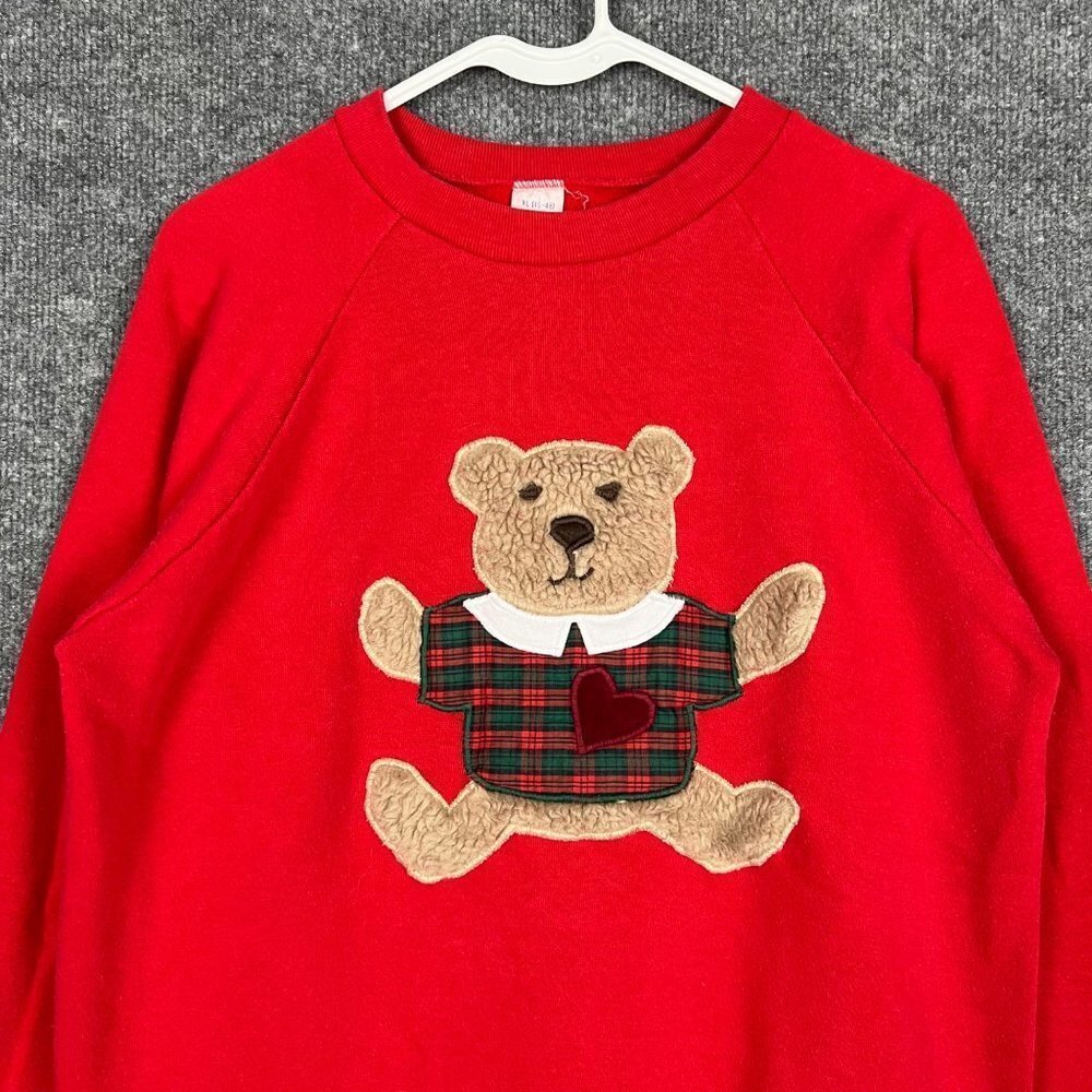 Vintage healthknit sweatshirt Bear‎ Fluffy Women's Crewneck Size XL USA MADE - Picture 3 of 7